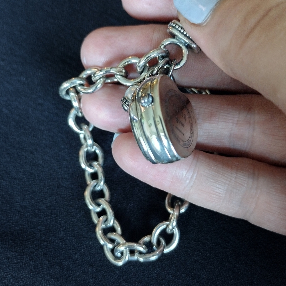 Ecclissi Sterling Silver Rolo Bracelet With Watch Charm - Picture 9 of 10